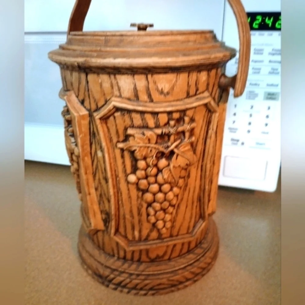 Vintage Plastic Faux Wood Ice Bucket